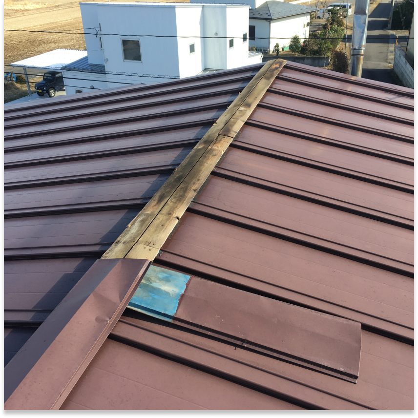 棟包み板金の飛散の画像